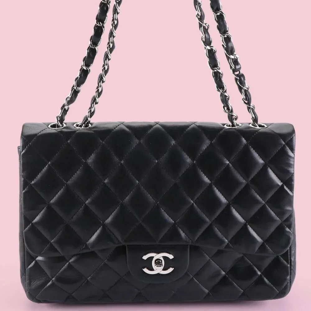 Chanel Black Quilted Lambskin Jumbo Single Flap Bag